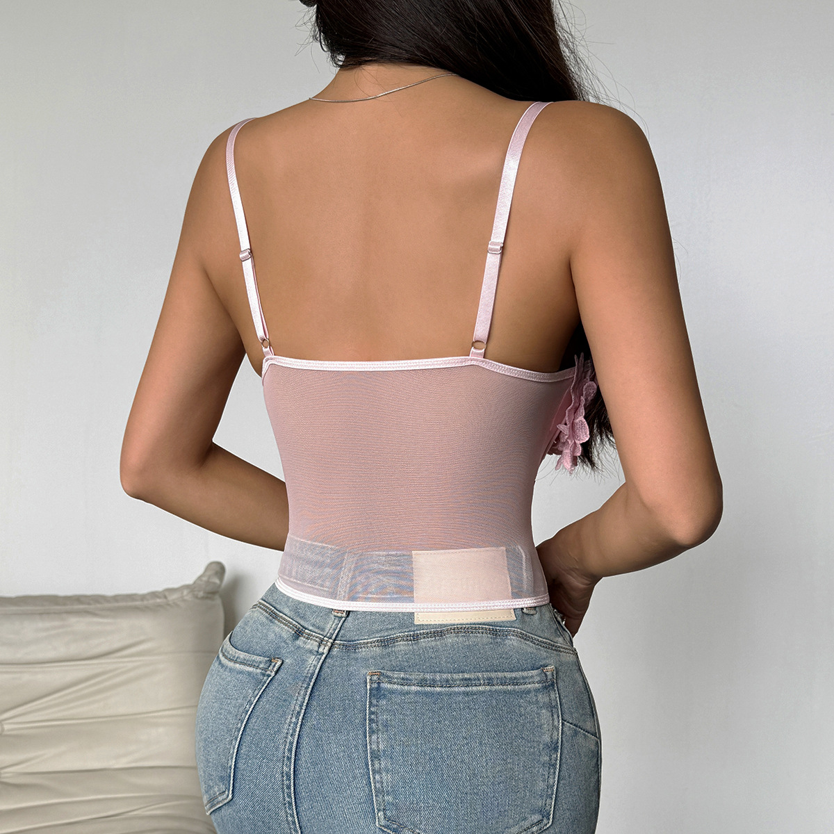 Rosette Mesh Corset Top back view