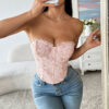 oyhooo-958980082682-reviewed-main Jacquard Eyelash Lace Bustier
