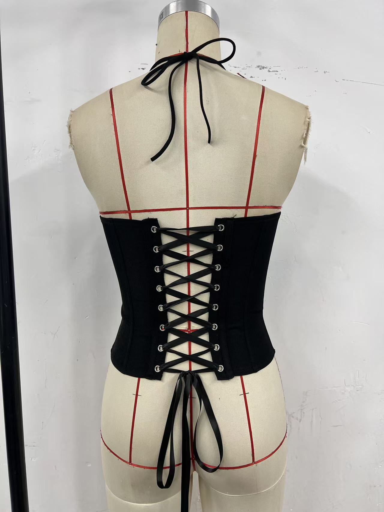 Zip-Front Halter Corset Top back view