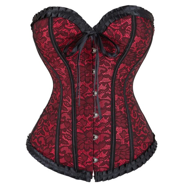 oyhooo-foshan-251-11 Ruffle-Trim Lace-Up Bustier